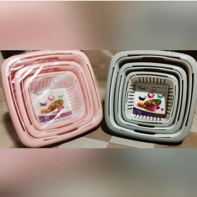 ست آبکش و لگن 6تایی لوتوس (3لگن+ 3آبکش) خانگی یا مسافرتی